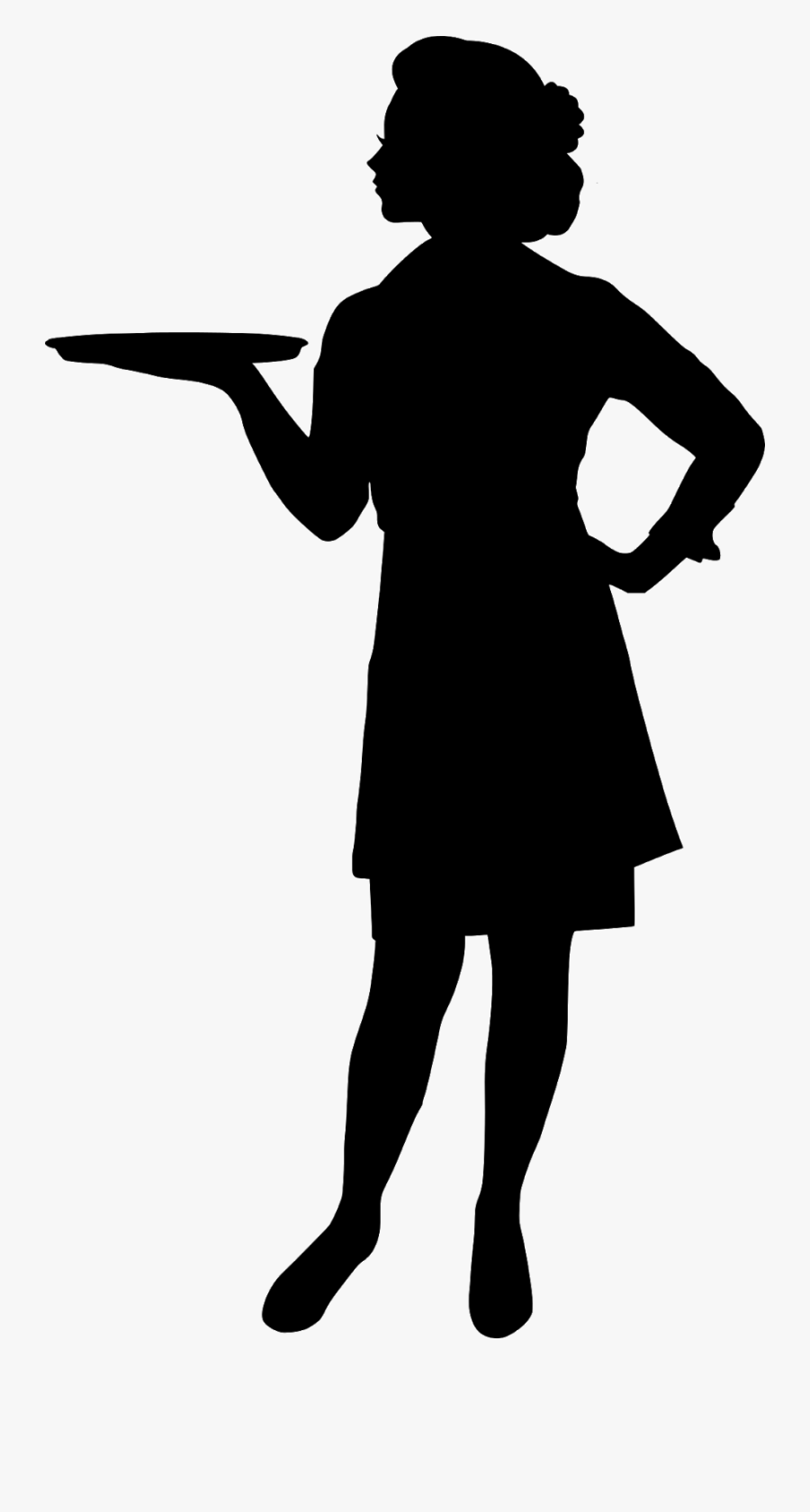 Silhouette, Waitress, Waiter, Serving, Uniform, Service, - Waitress Silhouette, Transparent Clipart