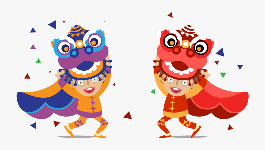 Transparent Happy Eyes Clipart - Chinese Lion Dance Cartoon, Transparent Clipart