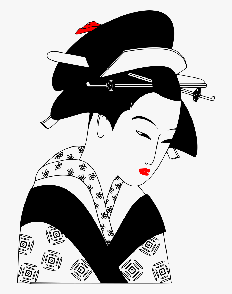 Geisha Black And White Art, Transparent Clipart