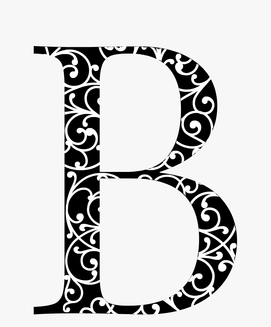 Picmonkey - Black - White - Initial - Scroll Design - Tatuaje B Png, Transparent Clipart