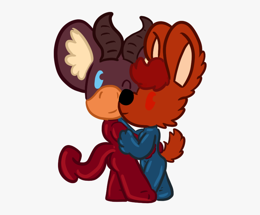 An Anfael And A Vandobe Are Cuddling In Stretchyness - Cartoon, Transparent Clipart