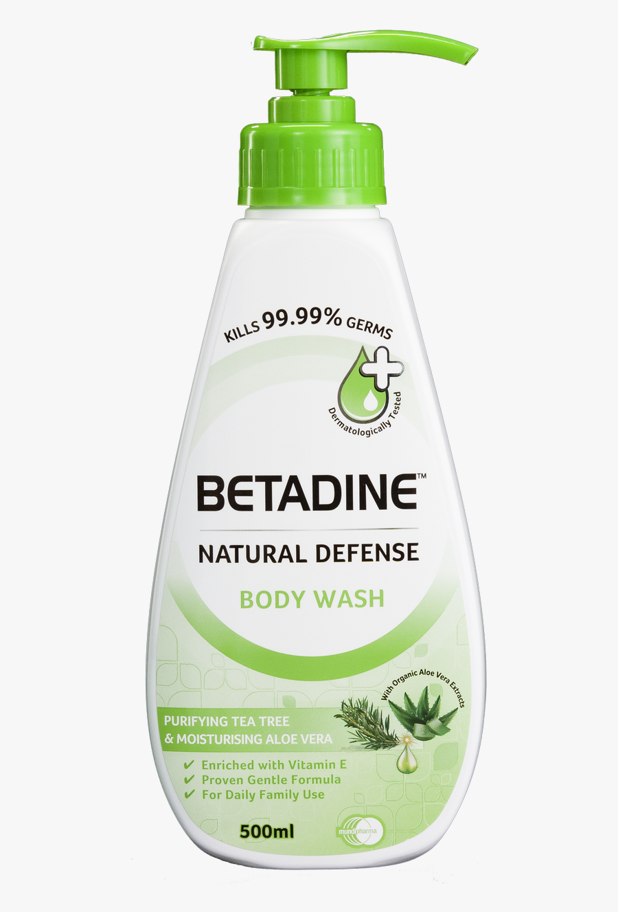 Natural Defense Body Wash Tea Tree & Aloe Vera 500ml - Betadine Foaming Hand Wash, Transparent Clipart