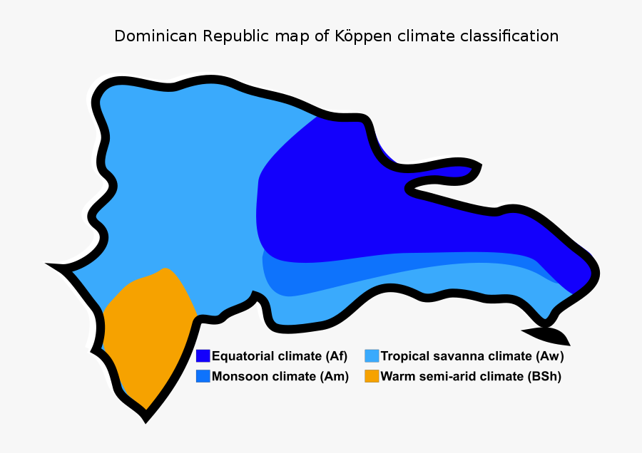 Dominican Republic Map Of Köppen Climate Classification, Transparent Clipart