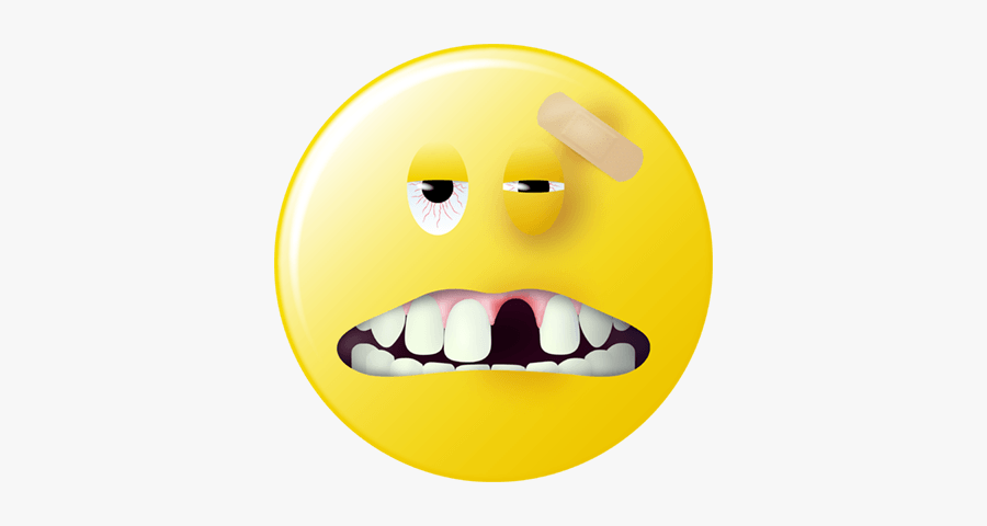 Beat Up Smiley Face - Smiley With Broken Teeth, Transparent Clipart