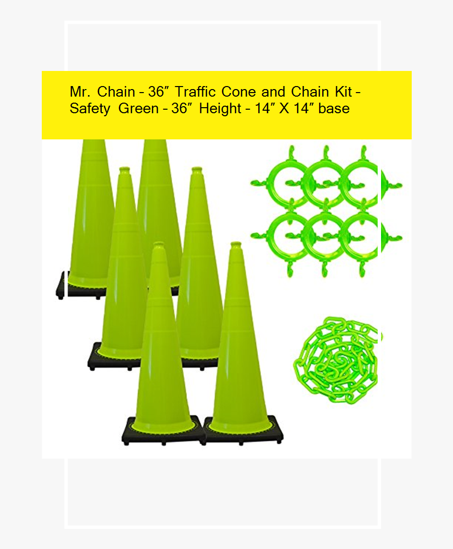 Chain 36″ Traffic Cone And Chain Kit Safety Green 36″ - Tree, Transparent Clipart