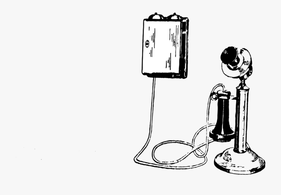 Retro Phone Black And White, Transparent Clipart