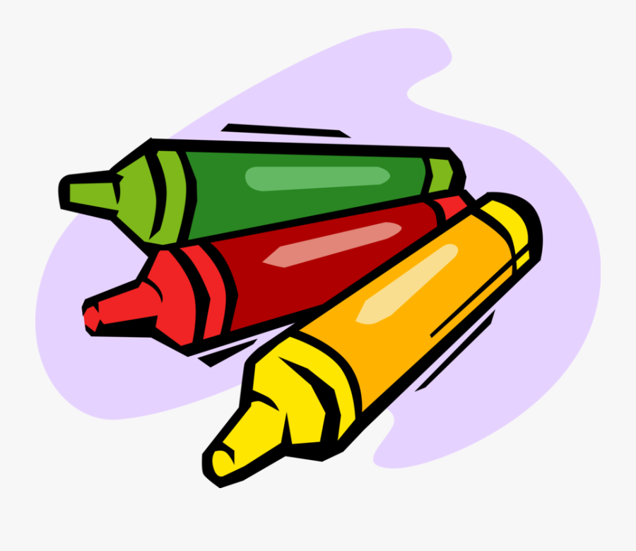 Vector Illustration Of Child"s Colored Wax Crayons, Transparent Clipart