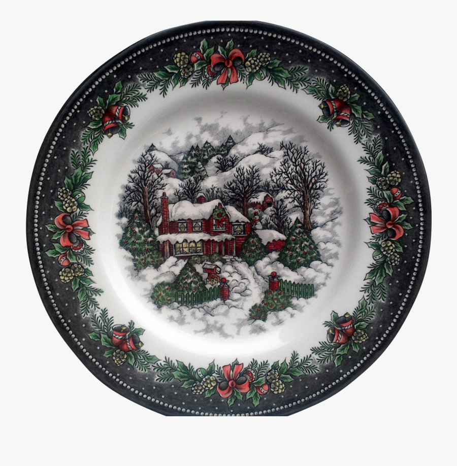 Christmas Dinner Plate Png - Cabin Decorated Plate, Transparent Clipart