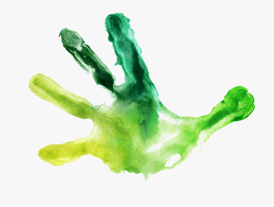 Children"s Handprints - Green Handprint Transparent, Transparent Clipart