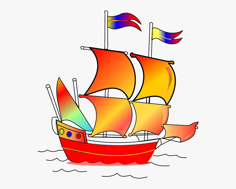 Pirate, Sailing Ship, Sailing, Ship, Boat, Sails, Red - Gambar Kapal Perahu Layar, Transparent Clipart