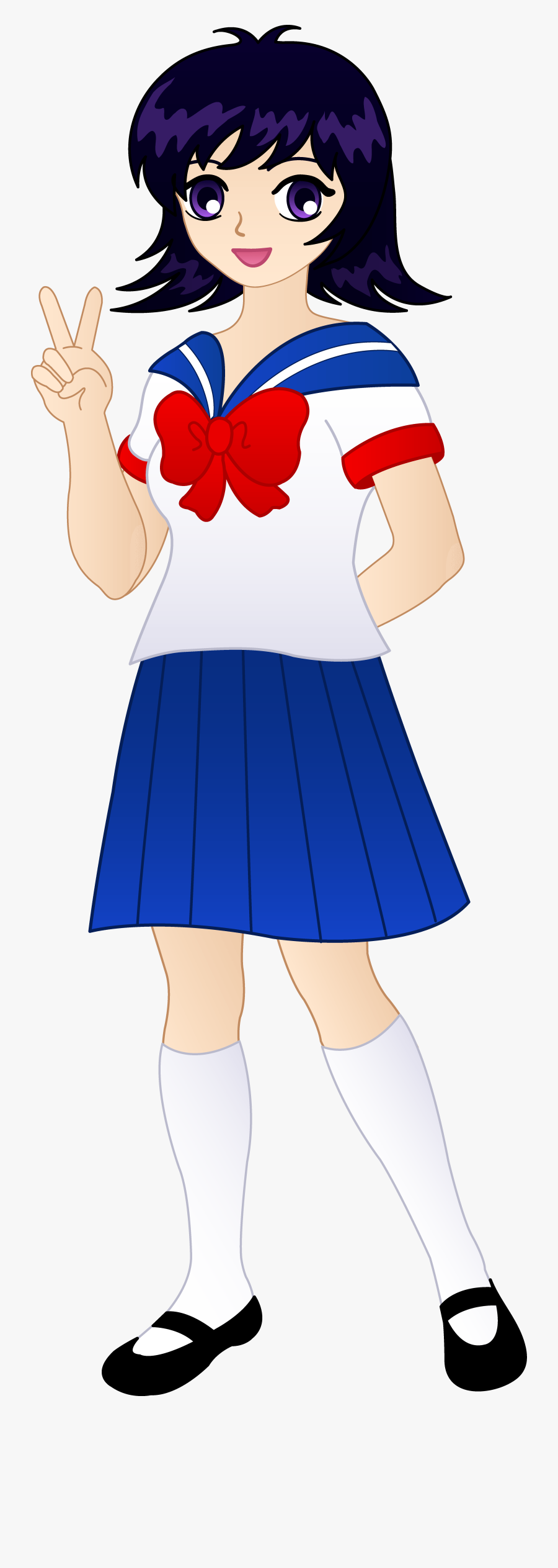Girl Praying Clipart Anime - Cute Anime School Girl Drawing, Transparent Clipart