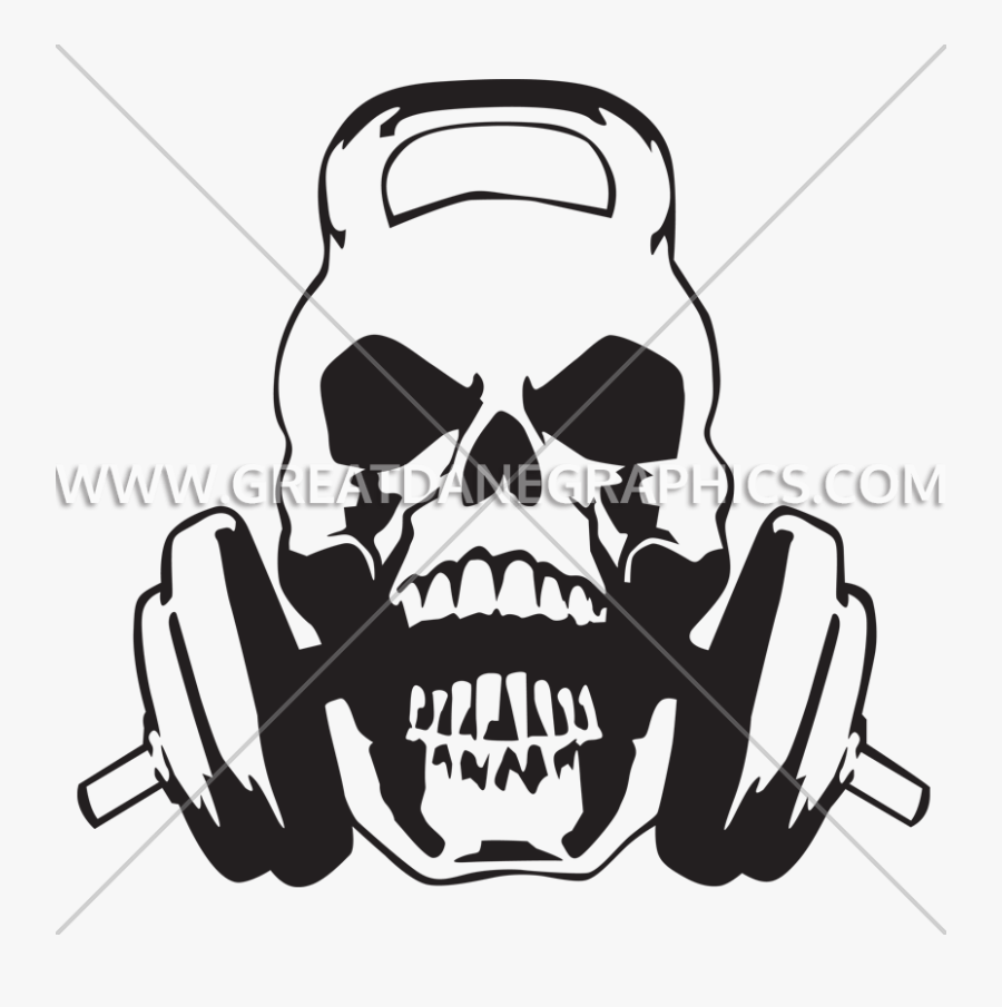 Kettle Bell Chew Production Ready Artwork For - Kettlebell Skull With Barbell, Transparent Clipart