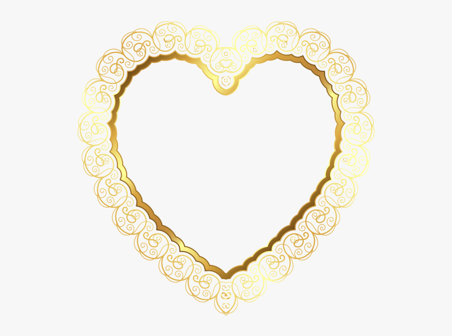 ##gold #lace #heart #border #decoration #frame #deco - Transparent Background Border Frame Png, Transparent Clipart