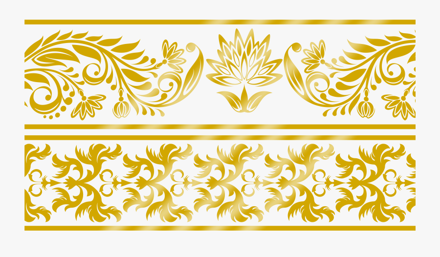 Transparent Lace Clip Art - Border Design Golden Png, Transparent Clipart