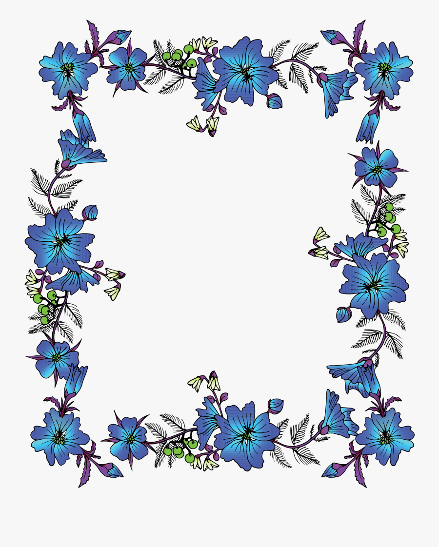 Picture Frame Clip Art Blue Vintage Lace - Floral Frame Vector Art, Transparent Clipart