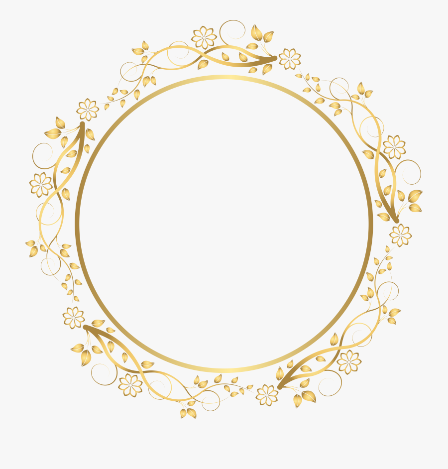 Gold Round Floral Border Transparent Png Clip Art Image, Transparent Clipart