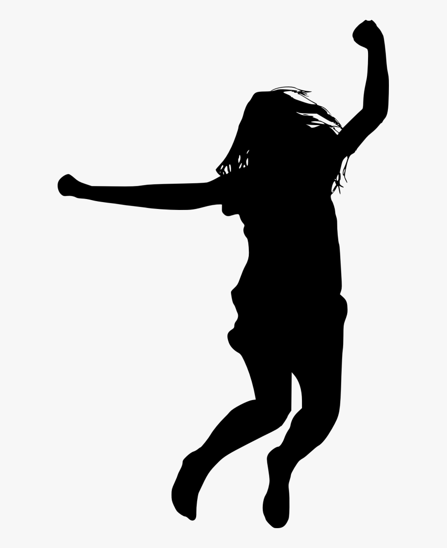 10 Person Happy Jump Silhouette - Girl Jumping Silhouette Png, Transparent Clipart