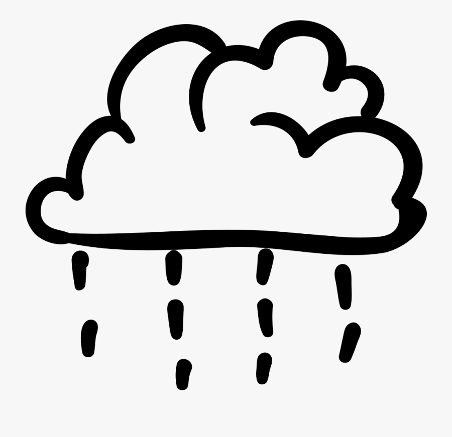 Cloud Of Rain With Raindrops Falling Handmade Symbol - Black And White Rainy Symbol, Transparent Clipart