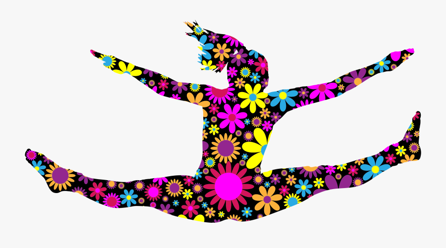 Clipart Floral Jumping Girl Silhouette - Jump Clipart Silhouette Girl, Transparent Clipart