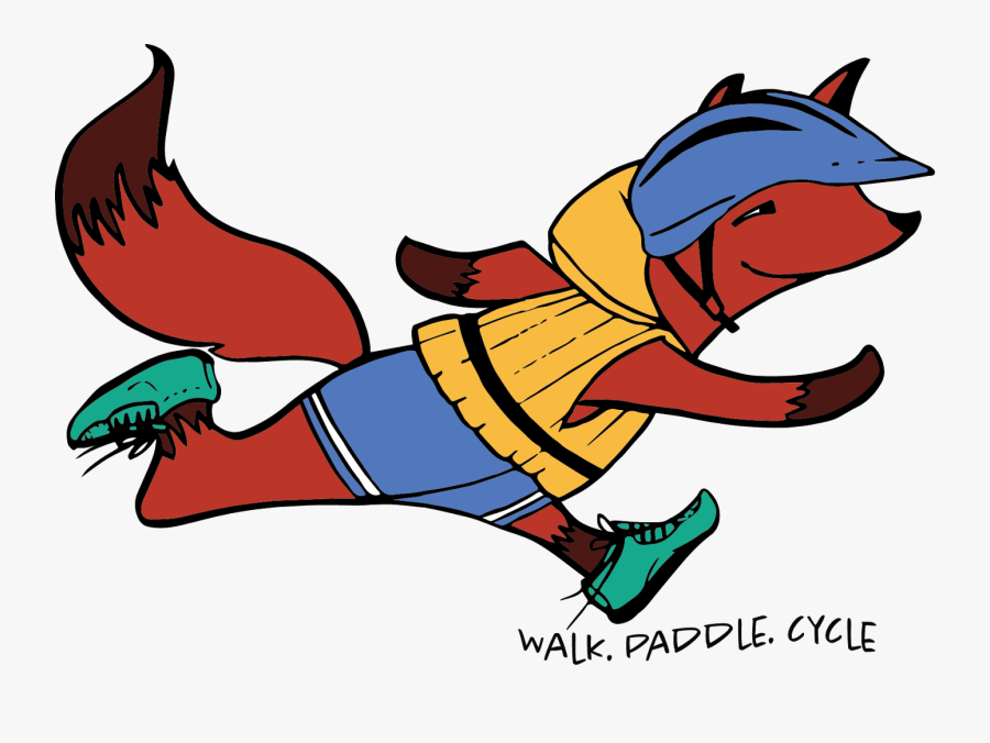 Fox With Walk Paddle Cycle - Cartoon, Transparent Clipart