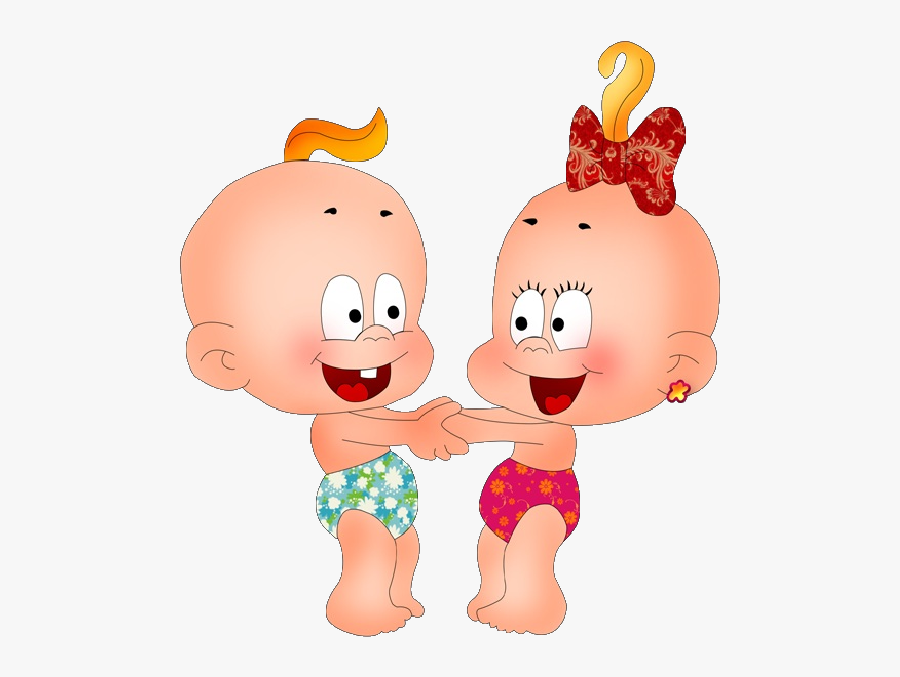 Funny Baby Boy And Girl Playing Clip Art Images - Couple Babies Cartoon, Transparent Clipart