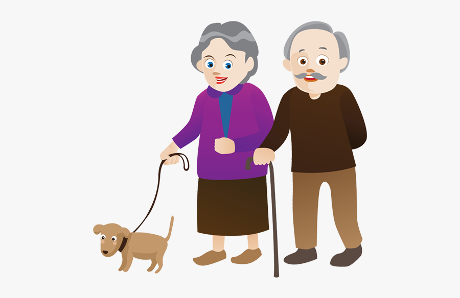 Clip Art Family Walking Clipart - Cartoon Image Of Old People, Transparent Clipart