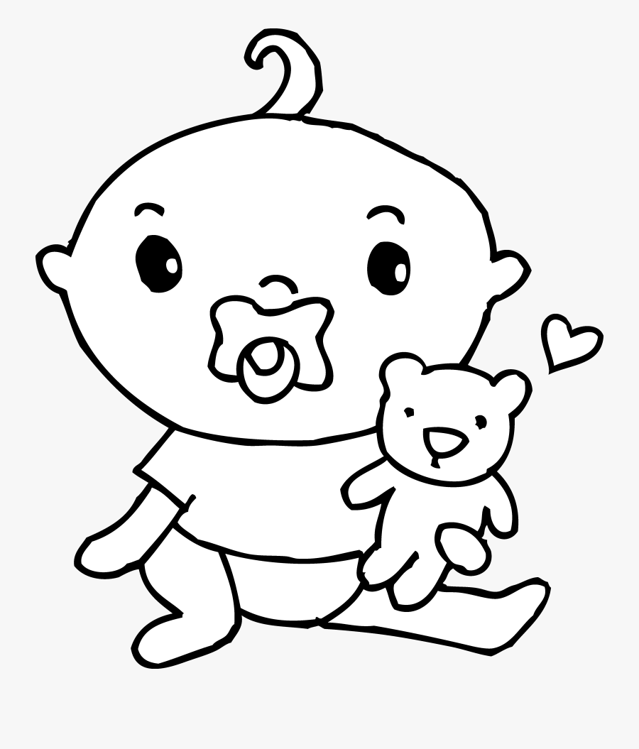 Free Coloring Pages Baby Boy Coloring Pages - Baby With Pacifier Clipart, Transparent Clipart