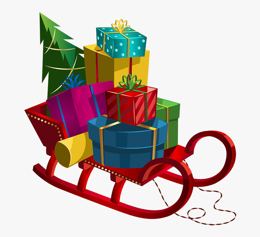 Santa Sleigh And Gifts, Transparent Clipart