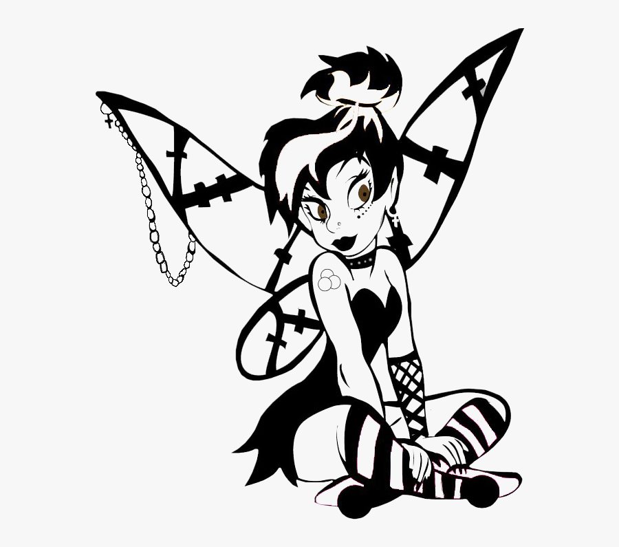 Drawing Tinkerbell Punk Banner - Punk Tinkerbell Coloring Page , Free Trans...