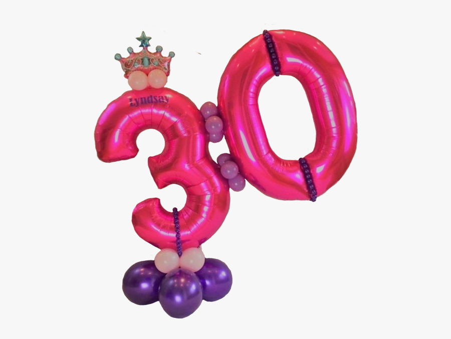 30th Birthday Princess Theme Display - 30th Birthday Pink Balloon, Transparent Clipart