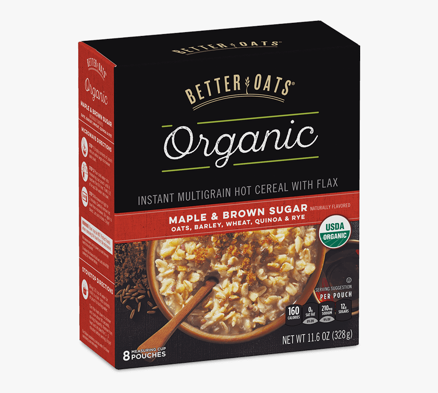 Oatmeal Clipart Chocolate Cereal - Better Oats Maple Brown Sugar With Flax Seed, Transparent Clipart