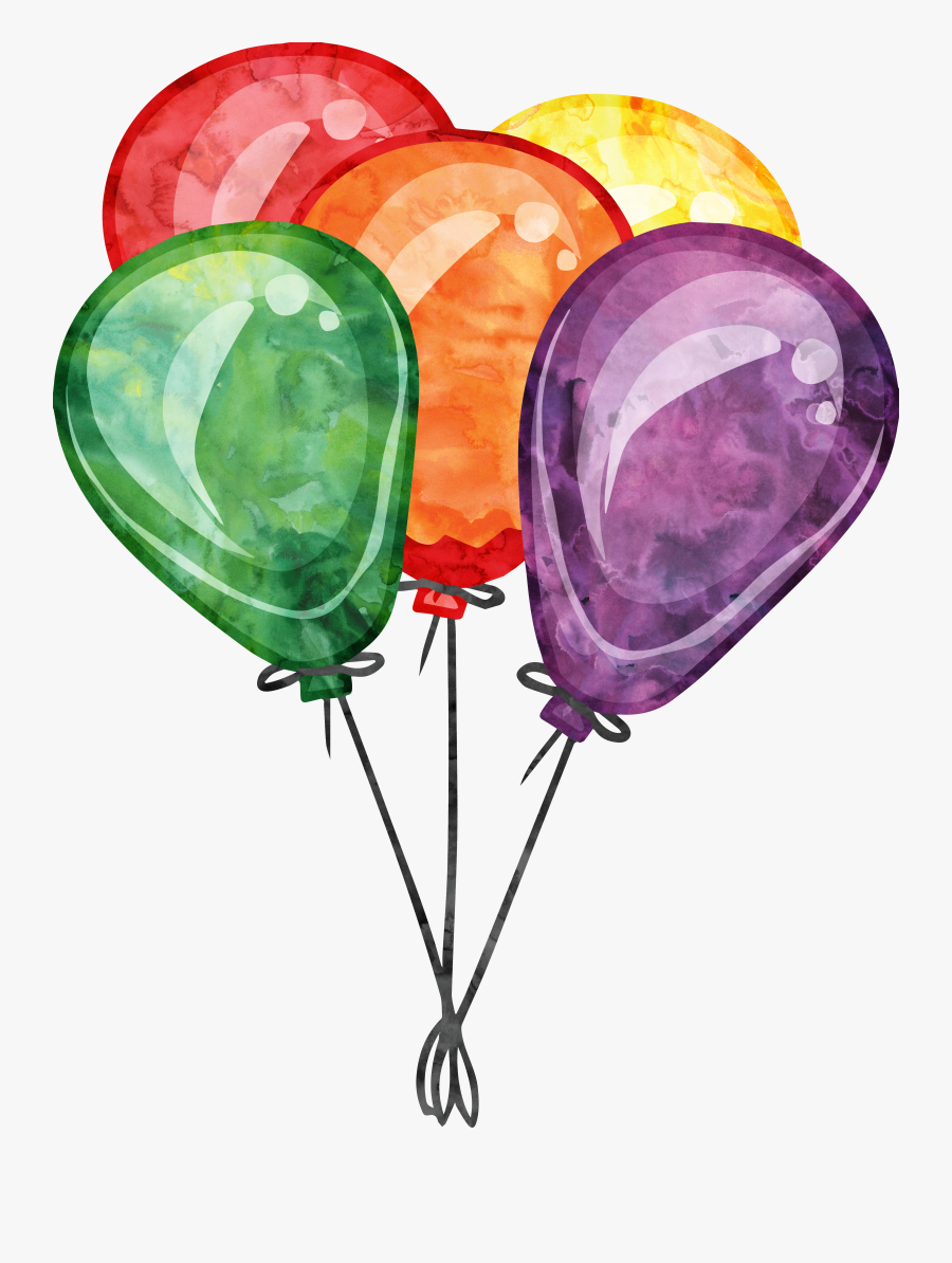 Banner Free Library Watercolor Balloons Clipart - Watercolor Birthday Balloon Clipart, Transparent Clipart