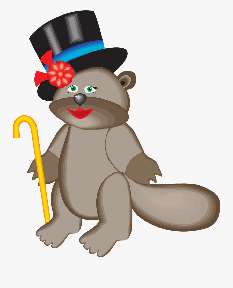 Transparent Dancing Leprechaun Clipart - Beaver Wearing Top Hat, Transparent Clipart