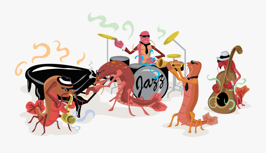 Crawfish Band Free Vector Clip Art - Animated Crawfish, Transparent Clipart