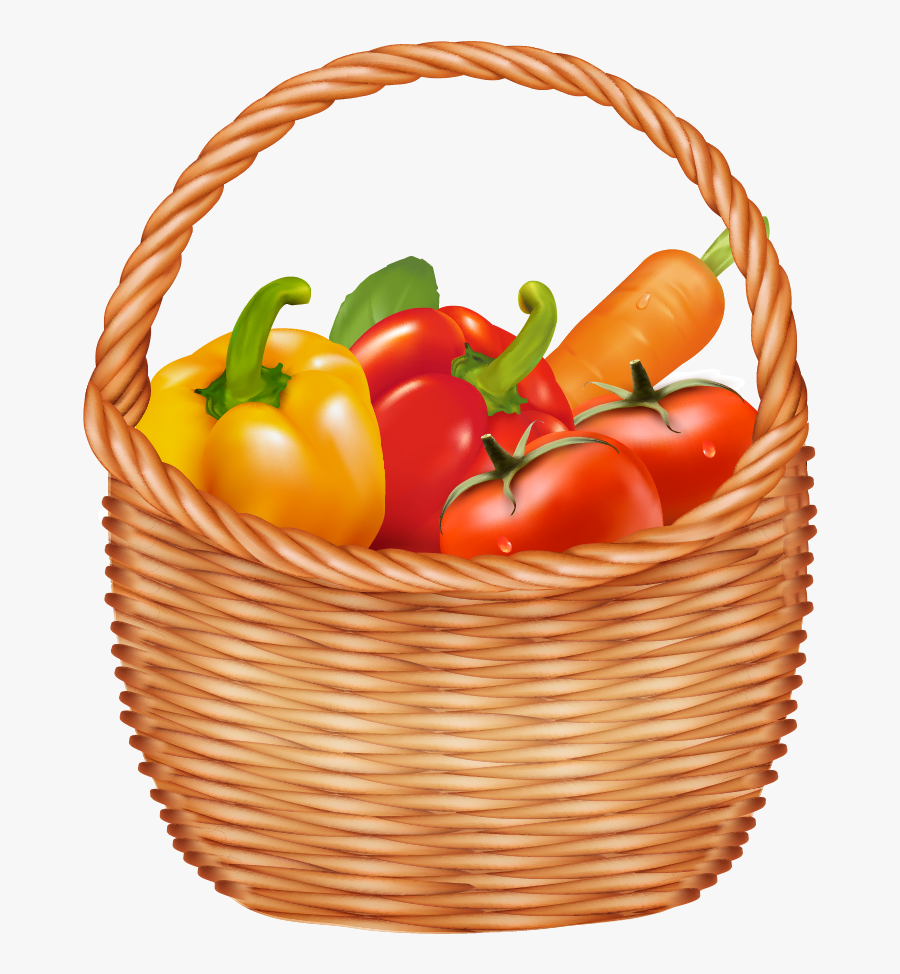 Thanksgiving Raffle Basket Clipart - Basket Of Fruits And Vegetables Clipart, Transparent Clipart