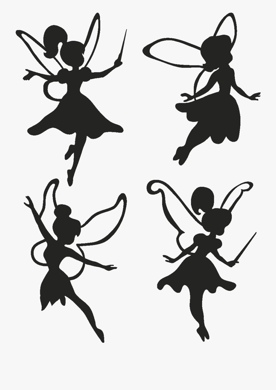 Tinkerbell With Wand Clip Art - Fairy Silhouette, Transparent Clipart