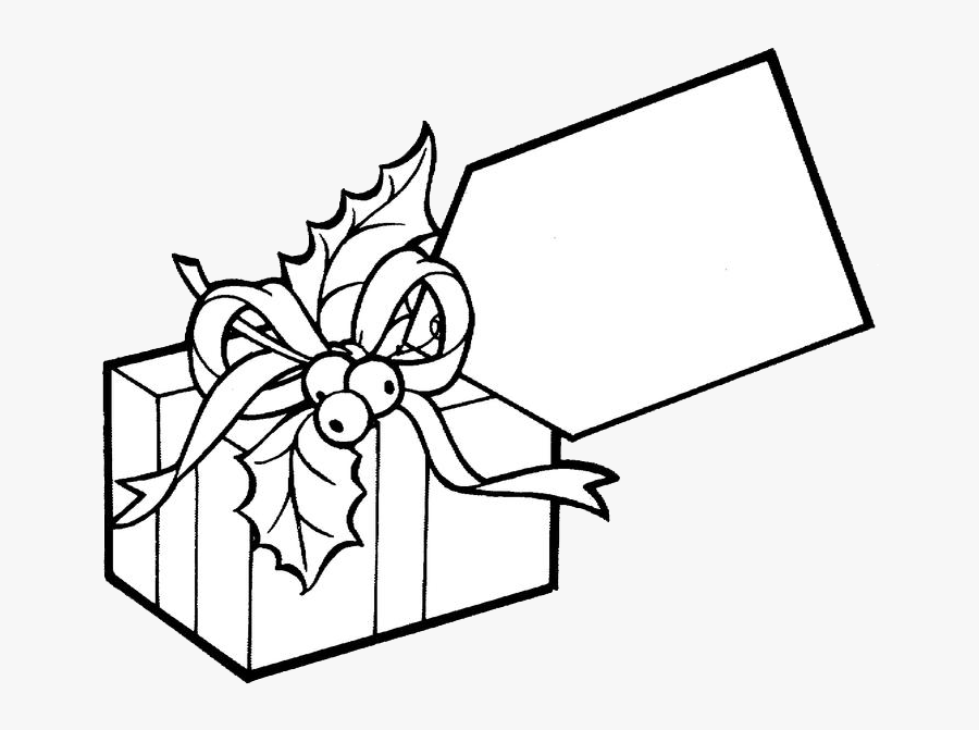 Coloring Page Present Christmas Gifts - Christmas Present With Tag Clipart, Transparent Clipart