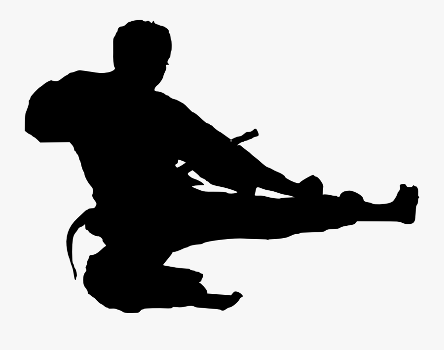 Karate Taekwondo Martial Arts Clip Art - Silhouette Karate Jump Kick, Transparent Clipart
