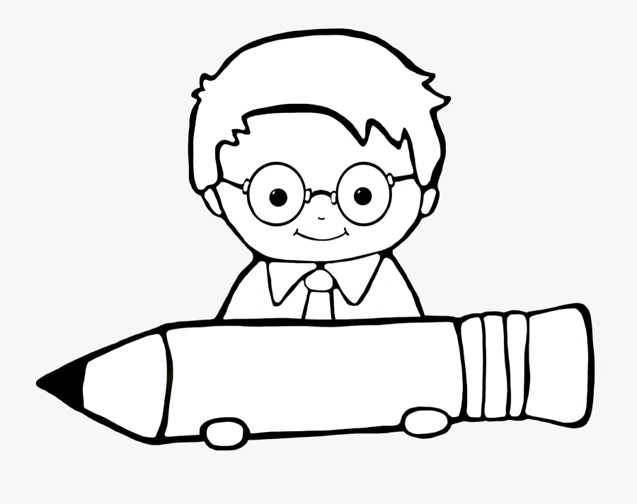 Student Clipart Writing Poetry - Boy Student Clipart Black And White, Transparent Clipart