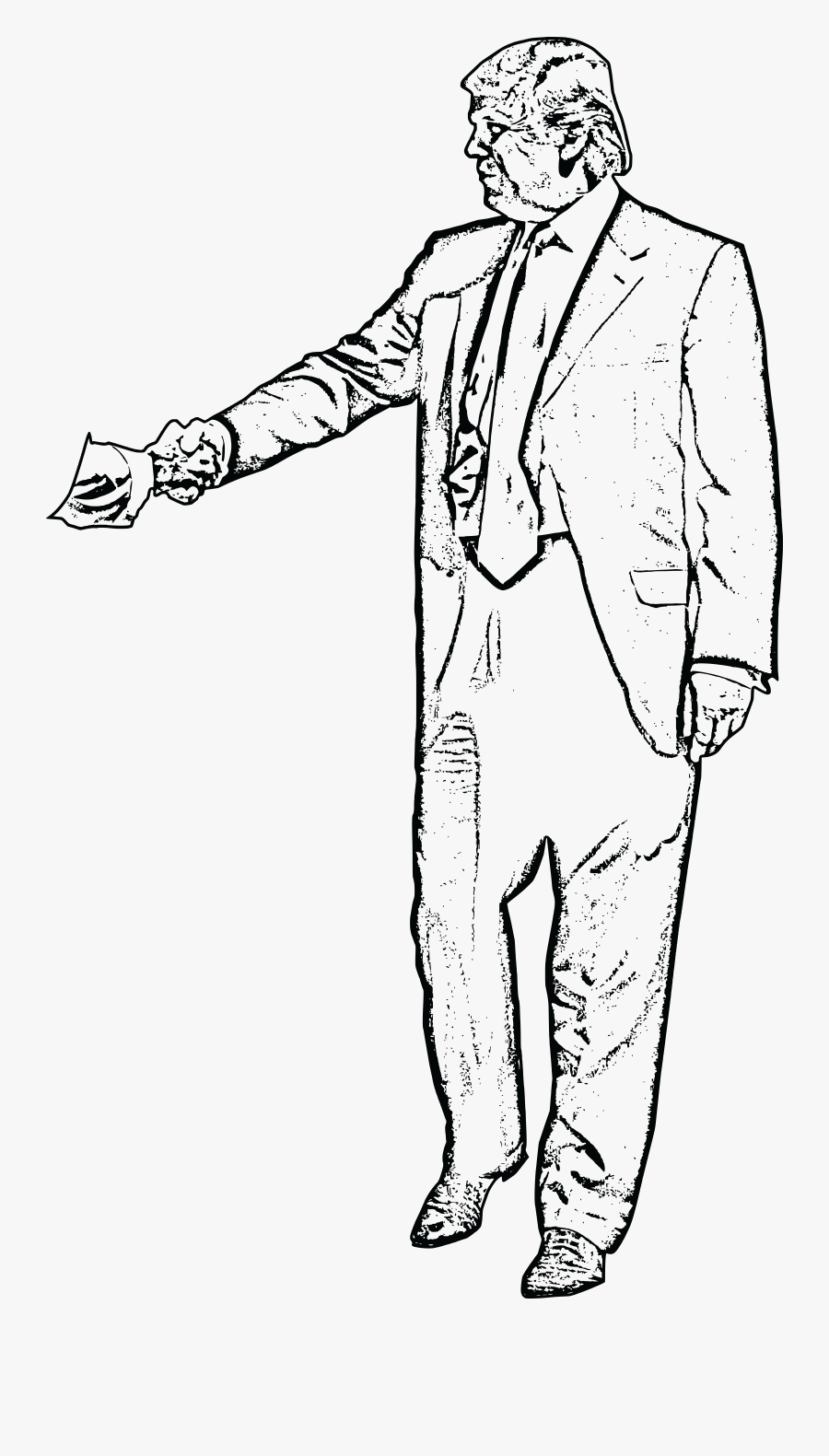 Free Clipart Of Donald Trump Shaking Hands - Donald Trump Black And White Outline, Transparent Clipart