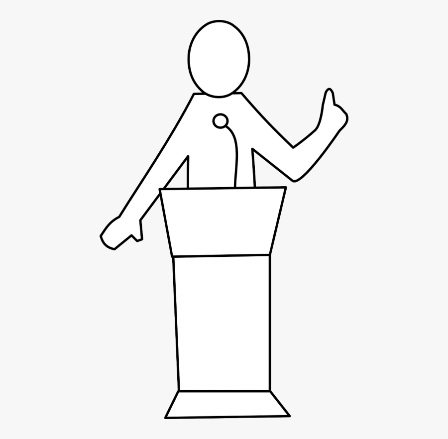 Standing,line Art,angle - Podium Clipart Black And White, Transparent Clipart