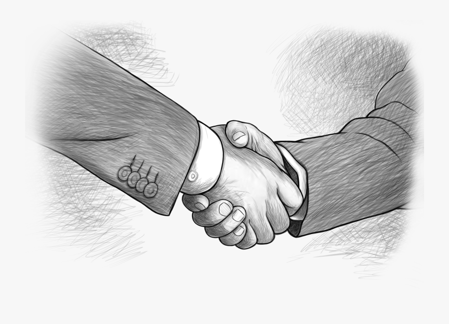 Hand Shaking Png Sketch - Shake Hands Sketch Png, Transparent Clipart