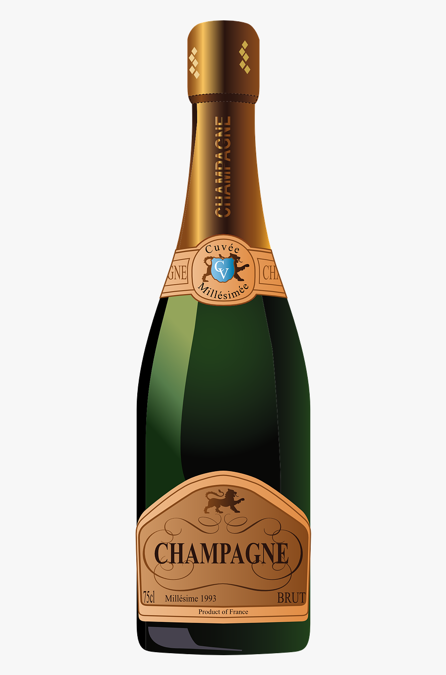 Champagne Bottle Clipart - Free Champagne Bottle Mock Up, Transparent Clipart