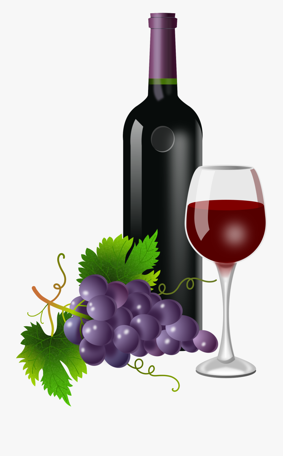 Wine Clipart Bottle - Wine And Grapes Png, Transparent Clipart