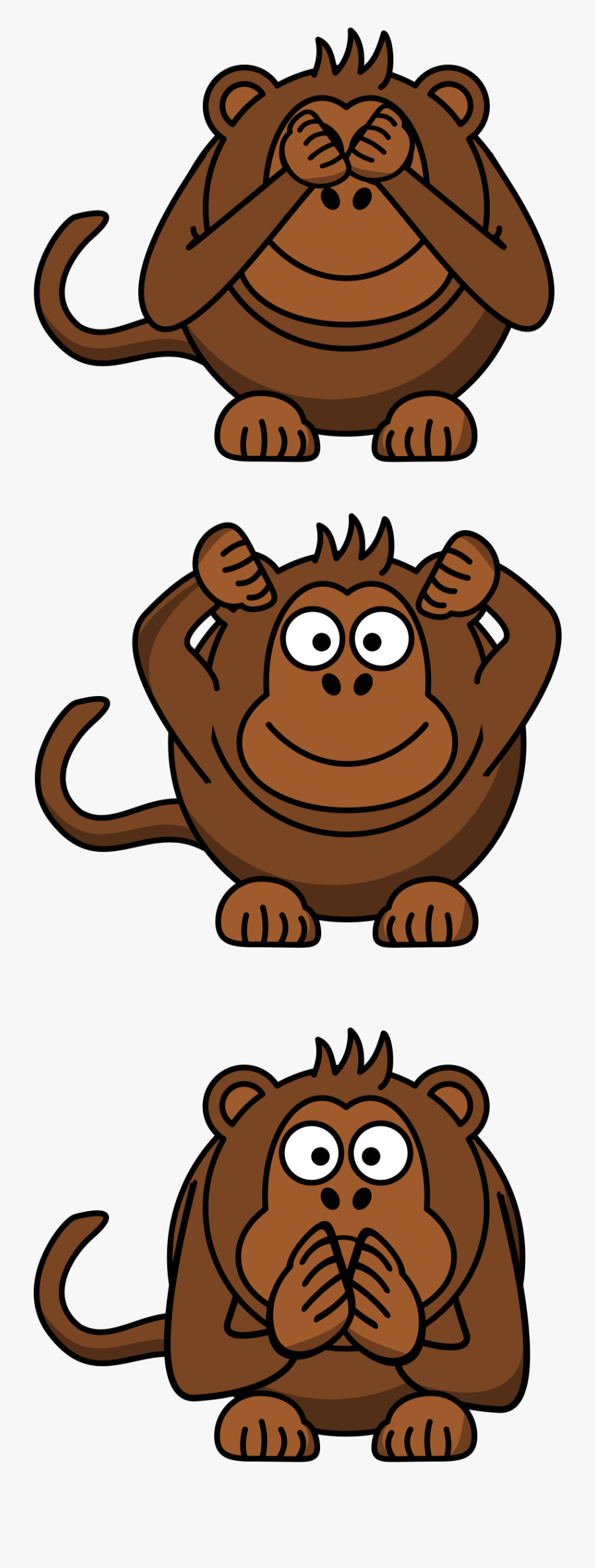 Clipart - See No Evil Hear No Evil Speak No Evil Variations, Transparent Clipart