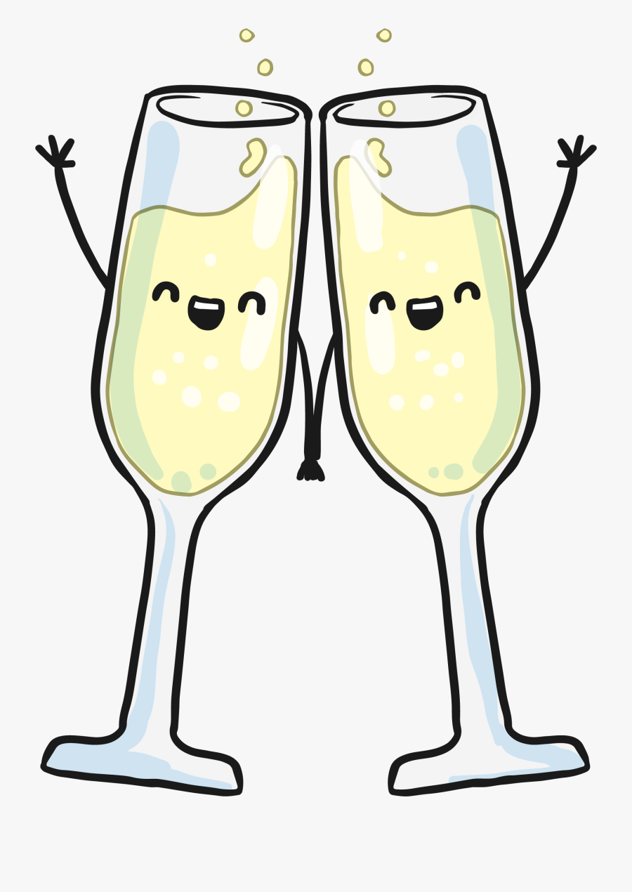 Hand Glass Wine In Champagne Glasses Clipart - Champagne Cartoon Png, Transparent Clipart