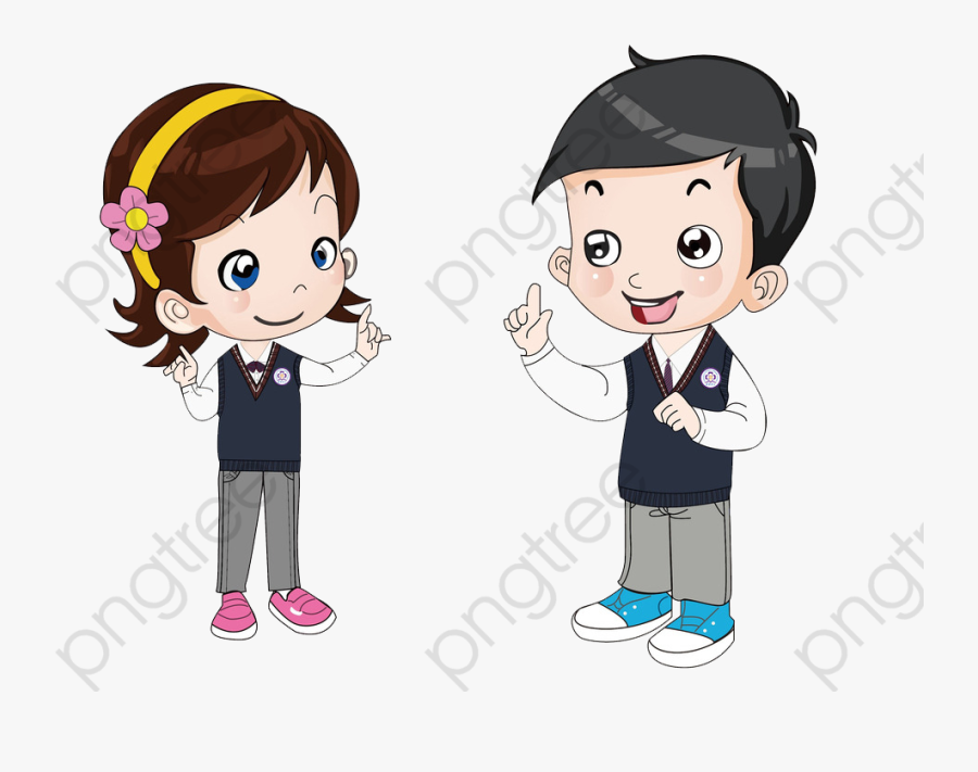 Talking Kids, Kids Clipart, Lovely, Student Png Transparent - Cartoon A Boy And Girl Talking, Transparent Clipart