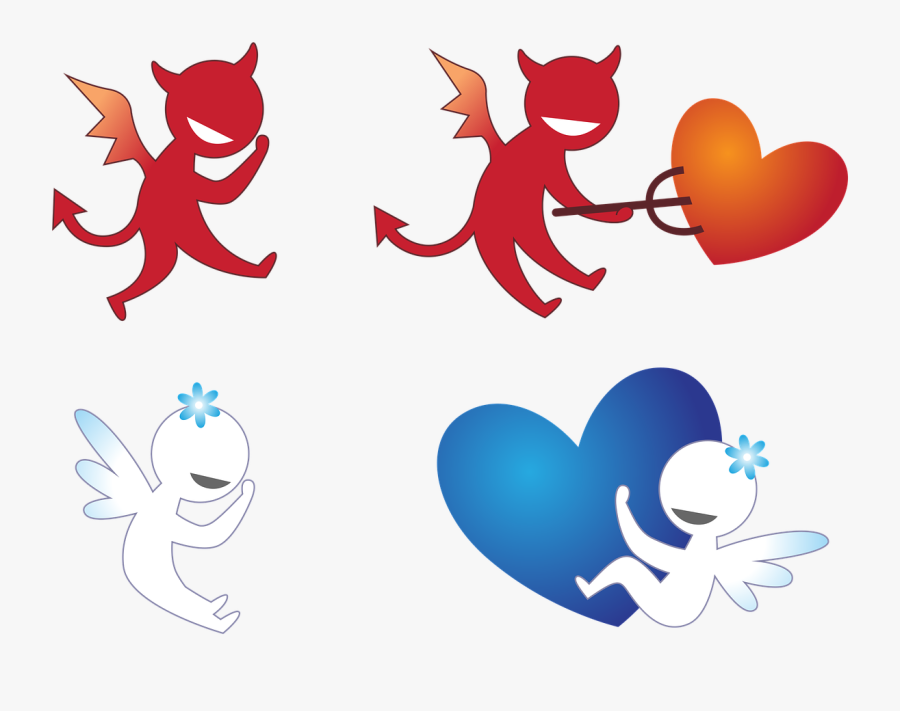 Angel Devil Love - Devil, Transparent Clipart
