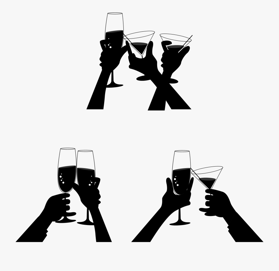 Champagne Silhouette At Getdrawings - Silhouette Champagne Toast Clipart, Transparent Clipart