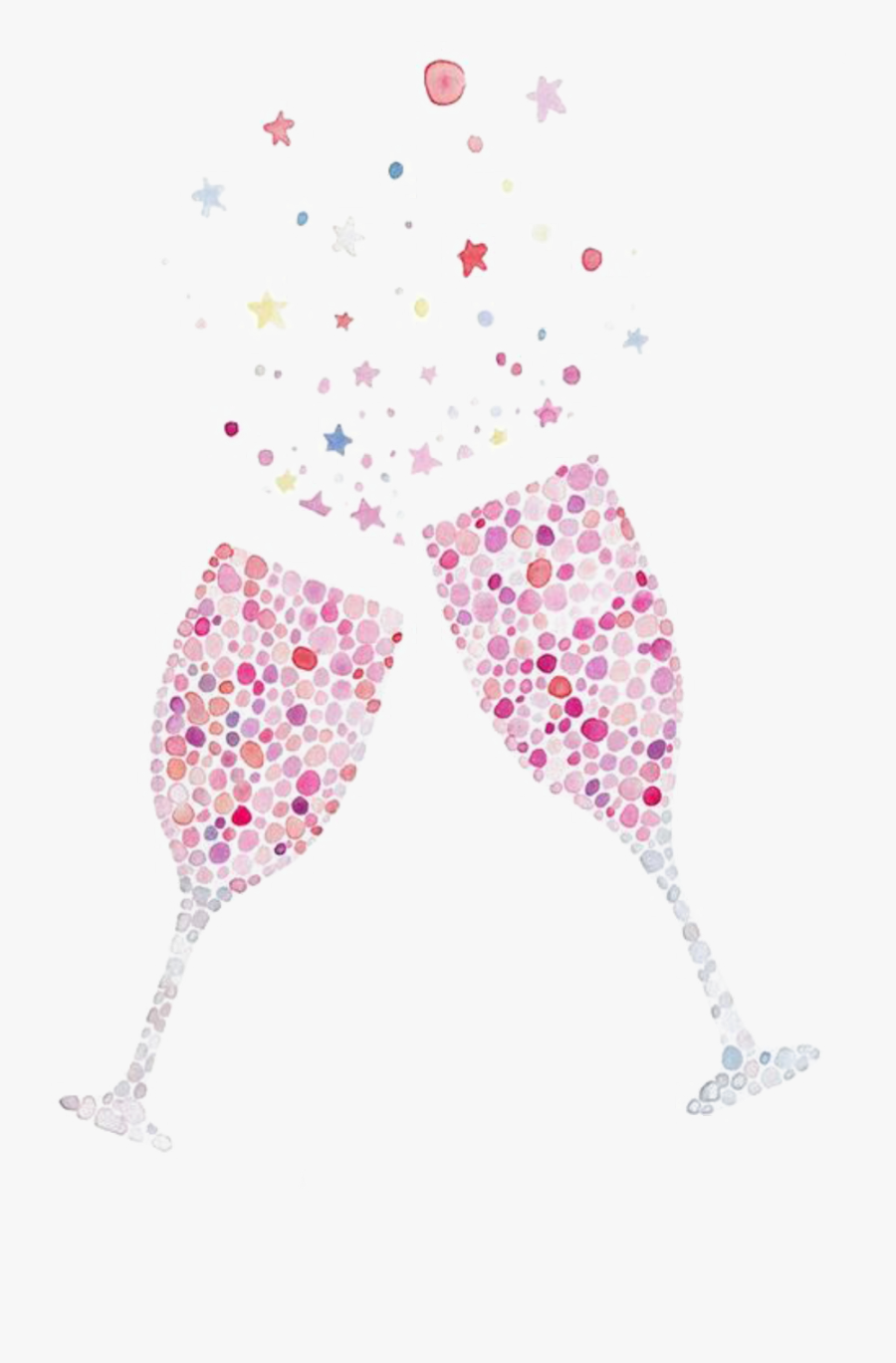 #ftestickers #clipart #glasses #champagne #wine #pink - Pink Champagne Glass Clip Art, Transparent Clipart